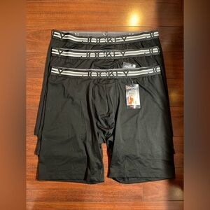 3 Jockey Breathable Mesh Quad Short Brief XXL Black 11” Inseam Stability Pouch